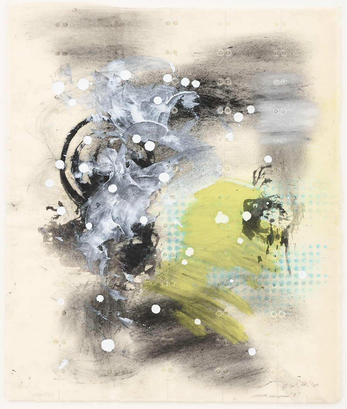 Jack Whitten, Celestial Navigation 'E', 1989 Sumi ink, acrylic, pastel and pencil on rice paper 36.8 x 31.4 cm